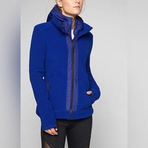 Athleta Cobalt Blue Power Peak Fleece Hooded Full Zip Jacket Womens Size Small